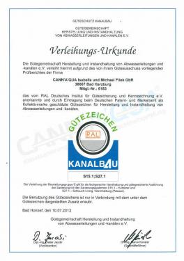 Zertifikate Kanalsanierung & Rohrreinigung