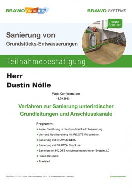 Zertifikate Kanalsanierung & Rohrreinigung